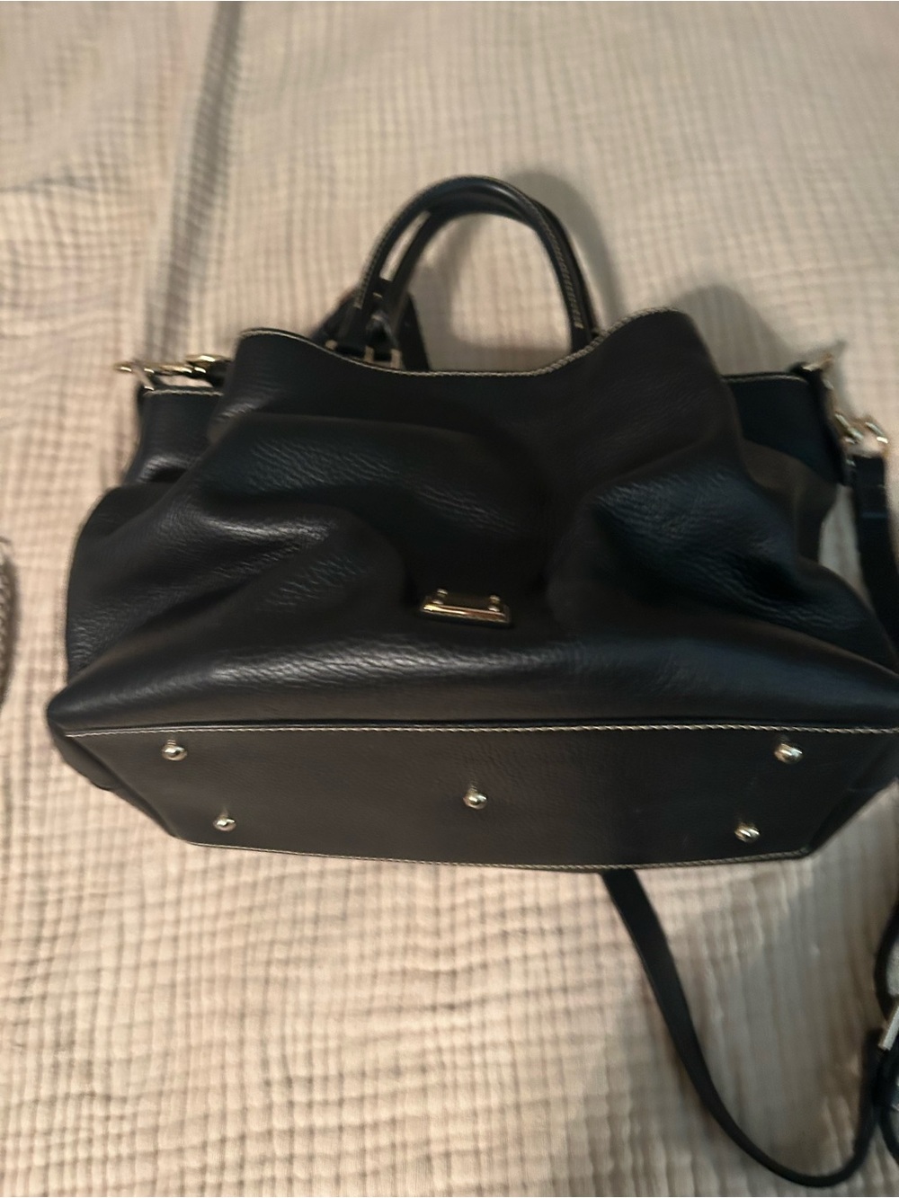 Dooney & Bourke Black Leather Satchel with Silver Hardware